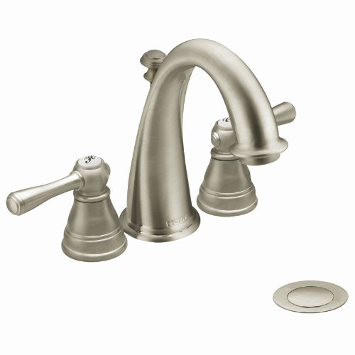 Moen T6123BN Kingsley Two-Handle High Arc Bathroom Faucet, Brushed Nickel (Not CA / VT Compliant) (Valve Not Included)