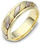 14 Karat 6.5mm Titanium & Yellow Gold Wedding Band Ring
