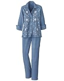 Chambray Embroidered Pant Set