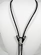 Silver Boot Bolo Tie on Black, Austrian Crystals