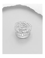 Flower CZ Ring In 92.5 Sterling Silver