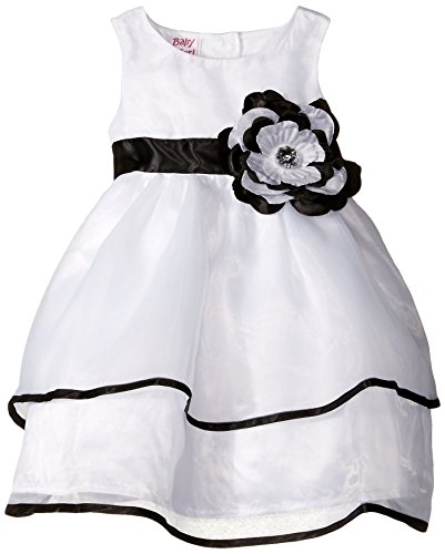 Blueberi Boulevard Baby-Girls Newborn Sleeveless Tiered Flower Dress, White, 3-6 Months
