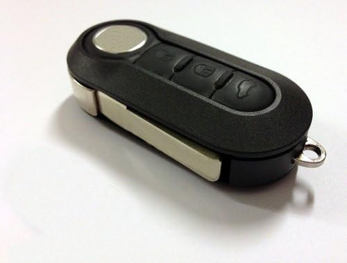 Fiat 500 Remote Flip Key Case 3 Buttons Shell Blank Replacement Fob Uncut New Blade BLACK Color (No Electronics - Empty Case Only)
