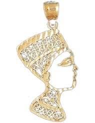 Dazzlers Solid 14k Gold Filigree Cleopatra Charm Pendant Available in three colors from jewelsberry (weights: 2.3 grams only)
