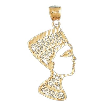 Cheap Girls Jewelry Dazzlers Solid 14k Gold Filigree Cleopatra Charm Pendant Available in three colors from jewelsberry (weights: 2.3 grams only) For Sale