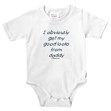 Knit Baby Infant Bodysuit Onesie - 5.5oz.100% Cotton Jersey Knit - with 3 snap bottom in White Light Pink or Baby Blue I obviously get my good looks from daddy