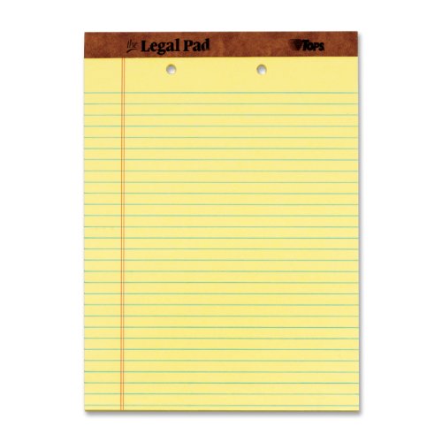 TOPS 7531 Letr-Trim Perf-Top Legal Pad, 2-Hole/Top, Letter, Canary, 50 Sheets/pad, Dozen TOPS 7531 Letr-Trim Perf-Top Legal Pad, 2-Hole/Top, Letter, Canary, 50 Sheets/pad, Dozen