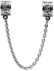 Reflection Beads Silver Security Chain with Floral Bead