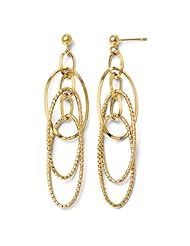14k Yellow gold Leslies Diamond cut Post Dangle Earrings