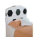 Soccer Upholstered Headboard with Speaker - Black/ White ( Twin)