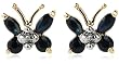 18k Yellow Gold Overlay Sterling Silver Sapphire & Diamond Accent Butterfly Earrings
