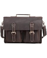 S-ZONE Crazy Horse Leather Briefcase Laptop Bag