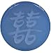 An Art Glass Blessing him or her, someone special. Calligraphy translates to "Double Joy; Double Happiness," carved into hand cast Sapphire Blue glass, 5" Dia X 3/4" thick. Freestanding for desktop, counter or shelf display. A Traditional Chinese Blessing for Couples. A perfect Wedding, Engagement, Anniversary or Birthday Gift. Great Feng Shui Gift. Share your wishes with a Special Couple or Twins. Sure to be treasured. A lasting gift symbolic of your love. Also Available in Deep Amethyst, Emerald Green, Black, Kiwi Green, Yellow or Bronze, contact seller.