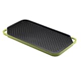 Rachel Ray 12-by-20-Inch Cast-Iron Reversible Grill/Griddle, Green