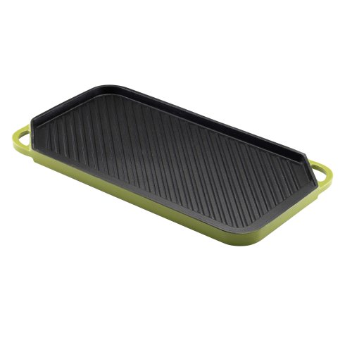 Rachel Ray 12-by-20-Inch Cast-Iron Reversible Grill/Griddle, Green