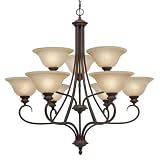 Golden Lighting 6005-9 RBZ Lancaster Two Tier Chandelier - Rubbed Bronze Finish
