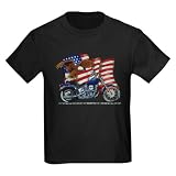 Artsmith, Inc. Kids Dark T-Shirt Motorcycle Eagle And US Flag - Harley Davidson Gear