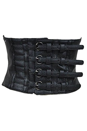 Sexy Womens Black Faux Leather Pin up Wide Waist Belt Corset