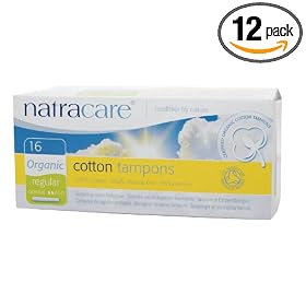 Natracare Organic All Cotton Tampons, Regular with Applicator,  16 Count boxes (Pack of 12)