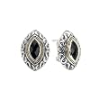 925 Silver & Faceted Onyx Marquise Earrings with 18k Gold Accents