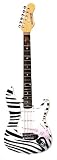 Huntington 39" Inch ZEBRA Full Size Electric Guitar & Gig Bag, Strap, Cable (Free eBook and Mini Rubber Guitar & Pick)
