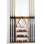 6 Pool Cue - Billiard Stick Wall Rack Made of Wood Oak Finish