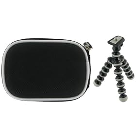 rooCASE 2n1 Nylon Hard Shell (Black) Case with Memory Foam and Premium Tripod for JVC PICSIO GC-FM1AUS HD Camcorder Brilliant Blue