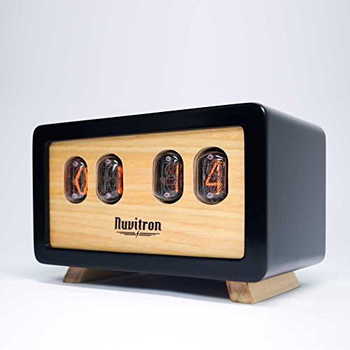 Black Retro Nixie Clock - Postmodern Design with Soviet Nixie Tubes Made During the Cold War Era - Wooden Enclosure Handcrafted By Nuvitron