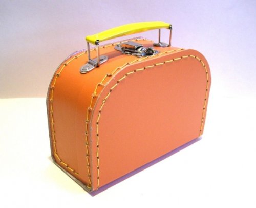 Koffer Pappe, orange, klein, 16cm, Pappkoffer
