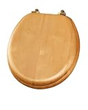 Tools & Hardware : Mayfair 9601BR 378 Natural Wood Series Natural Reflections Toilet Seat with Brass Hinges, Round, Natural Oak