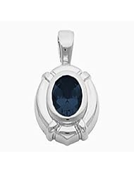 14K White Gold Oval Cut Sapphire Pendant -- LIFETIME WARRANTY