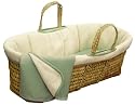 Tadpoles Organic Waffle Terry Moses Basket Set - Sage