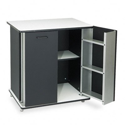 2-Door Refreshment Stand with White Melamine Top & Black Metal Cabinet (VRT35157)