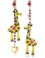 Betsey Johnson "A Day at the Zoo" Giraffe Mismatch Drop Earrings