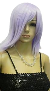 Qiyun Women's Straight Medium Purple Lavender Costume Party Full Wig