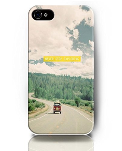 UKASE Cases Skins of Valuable Live Quote for Apple iPhone 5/5S with the Design of – Red Car On The Road- Never Stop Exploring