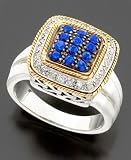 18k Gold & Sterling Silver Sapphire (7/8 ct. t.w.) & Diamond (1/3 ct. t.w.) Ring