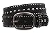 Ladies Oval Buckle Metal Circle Studded Leather Belt, Black | 32
