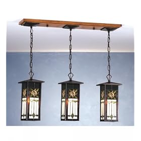 35 Inch L Pasadena Rose 3 Lt Lantern Pendant Ceiling Fixture by Meyda