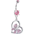 Pretty Pink Butterfly Heart Belly Ring