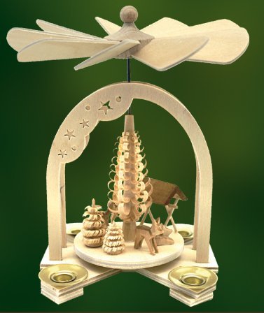 German Christmas Pyramid with Feeding Deer