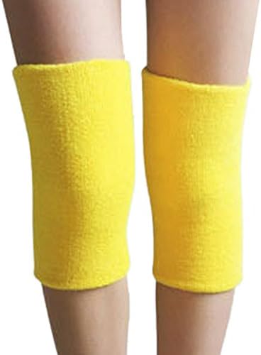 Penagy 1 Pair Breathable Elastic Knee Support Sports Protector Knee Sleeve Sweatband Knee Pads - Yellow