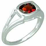 1.50 Carats Oval Shape Genuine Garnet Sterling Silver Ring
