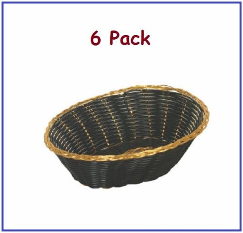 (6 Pack) 9" Oval Bread & Roll Basket, Woven Polypropylene Basket