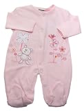 Baby Girl Sleepsuit, Animals Bear Flower Design Allergy Free Suit (Baby Pink) (3-6 months) (Baby Pink)