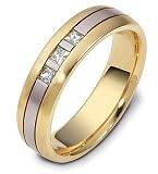 14 Karat Two-Tone Fold Channel Set Diamond Wedding Band Ring