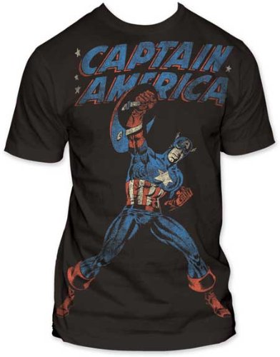  MARVEL COMICS CAPTAIN AMERICA FIST PUMP BIG PRINT MENS SUBWAY TEE
