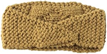 LETO Women's Versatile Crochet Bow Knit Marl Warm Hair Band Headband Ear Warmer (One size, DIAMOND STITCH CAMEL)