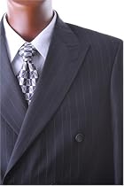 Men's Double Breasted Black Pinstripe Super 150's Wool Feel Dress Suit