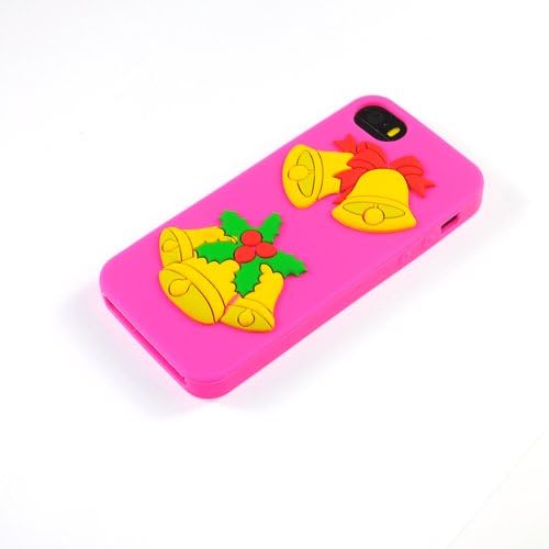 AYAMAYA 2 Pcs a Pack Silicone Christmas Bells Pattern Case Cover for Apple Iphone 5 5s - Hot Pink